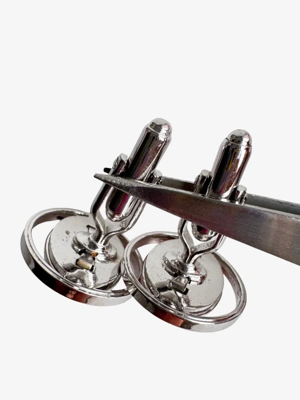 Vintage Anson Fly Fishing Lure Cufflinks Red Feather Hook Silver Tone Dome Mens